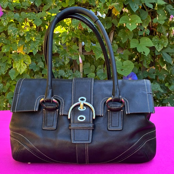 バッグ COACH HAMPTON SOHO BUCKLE Flap Hand Bag Coach | Bags | Coach Soho Hampton Black Leather Buckle Flap